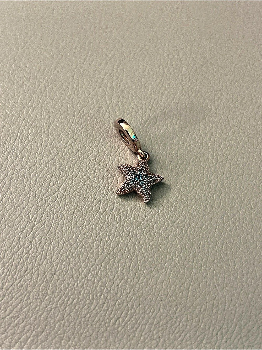 Pandora Sparkling Starfish Dangle Charm Blue & Rose Gold